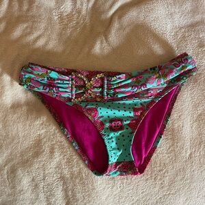 Floral Bikini Bottom with Pink Accents